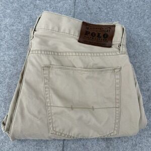 Polo Ralph Lauren 650 Straight Leg Chino Khaki Pants Mens Size 34x34 Fit 34x30.5